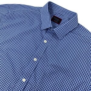 Untuckit Mens XL Performance Stretch Blue Gingham Check Button Up Shirt Preppy
